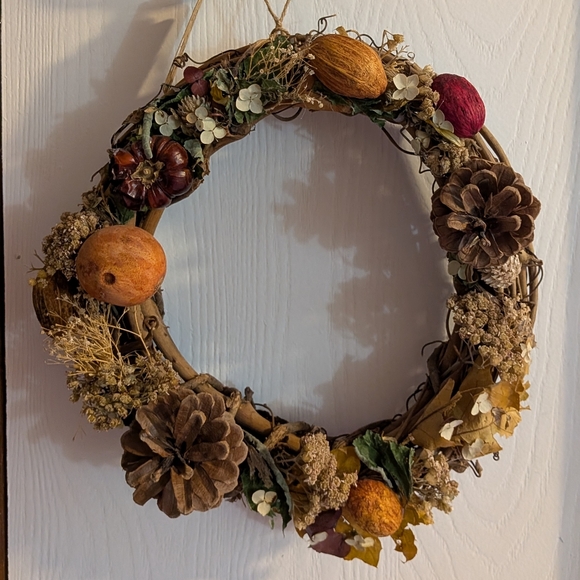 Rustic Handmade Wreath with Dried Plants, Florals, & Seeds - Picture 2 of 2